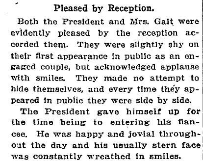 President Woodrow Wilson Spent the Evening Entering Edith Galt, The Washington Post, October 9, 1915